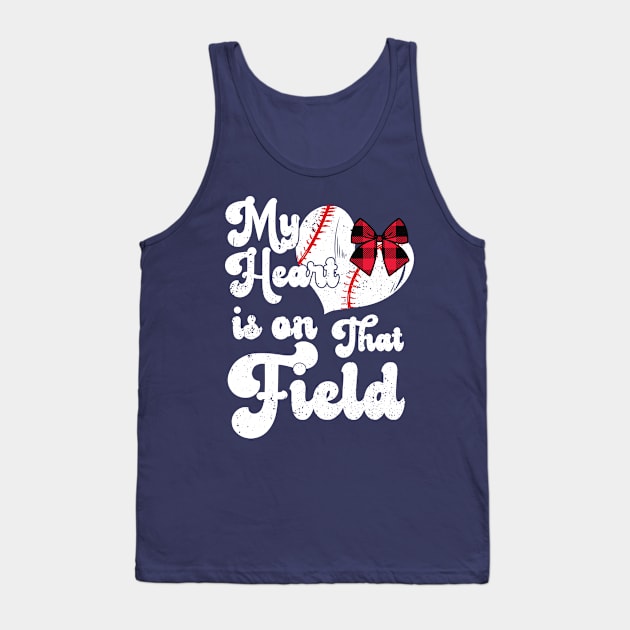 funny My Heart is on That Field softball baseball mom dad Leopard Tank Top by Gaming champion